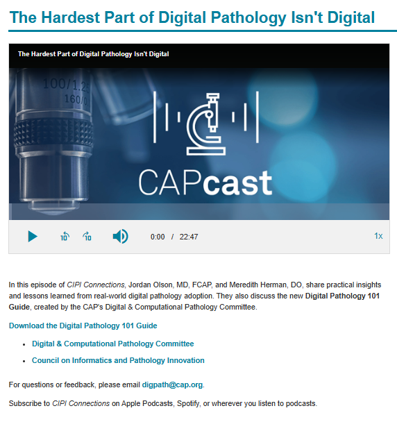 MeredithKHerman's tweet image. It's official! @Pathologists Digital and Computational pathology has released our #DigPath 101 guided, packed full of resources and advice from leading experts. Honored to contribute!

Download &amp;amp; share this free tool:
cap.org/member-resourc…

#PathX #CAPcast