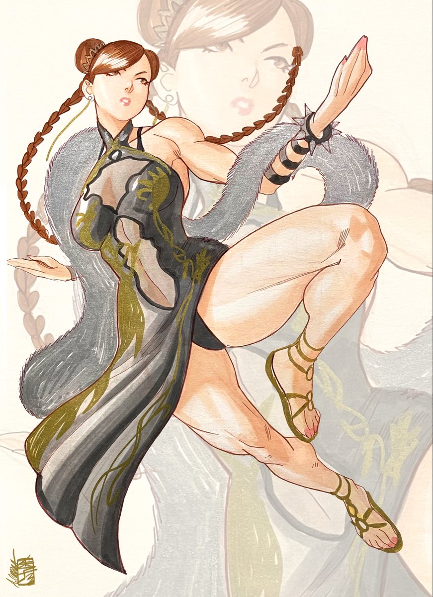 acecore2kx's tweet image. Chun li Special Ops costume 
Street fighter V
Ink and copics with digital
Tweaks 

#StreetFighter #chunli