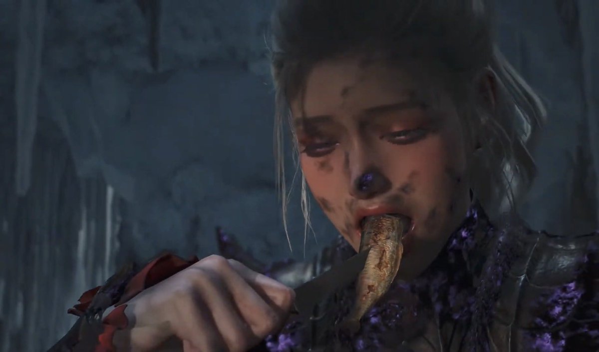 DQ10_aro's tweet image. ゴア・マガラの戦闘中にご飯食べると、きちんと顔面汚れてるの反映されてた🍽️

#MonsterHunter #MonsterHunterWilds
#モンスターハンター
#モンスターハンターワイルズ