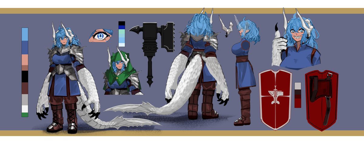 Squishywulf's tweet photo. Art done @Sprit_brry  

They did SUCH an amazing job, please, please. Give em a look and a try if you have the funds.

This gal's name is Ilulu! 

She is a half gnome, half white dragon. She is a Cleric of the Forge!

She was abandoned as a newborn and was found by a dwarf---- https://t.co/Xr87qCRQea