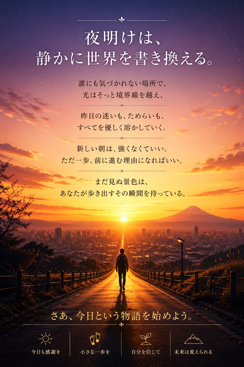 夜明けは、静かに世界を書き換える。 誰にも気づかれない場所で、 光は