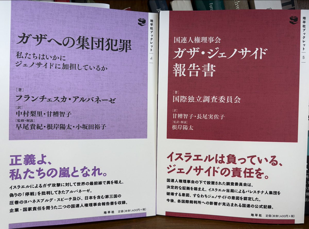 国際法を専門としながら、パレスチナの現実にあまりに無知でした。しかし、その実態を知ってしまった以上、もはや傍観はできません。

知ってしまった者がいかにこの惨事に責任＝応答可能性（response-ability）を果たせるか。その模索の一つとして、地平社が刊行した2冊の監修・監訳に携わりました。