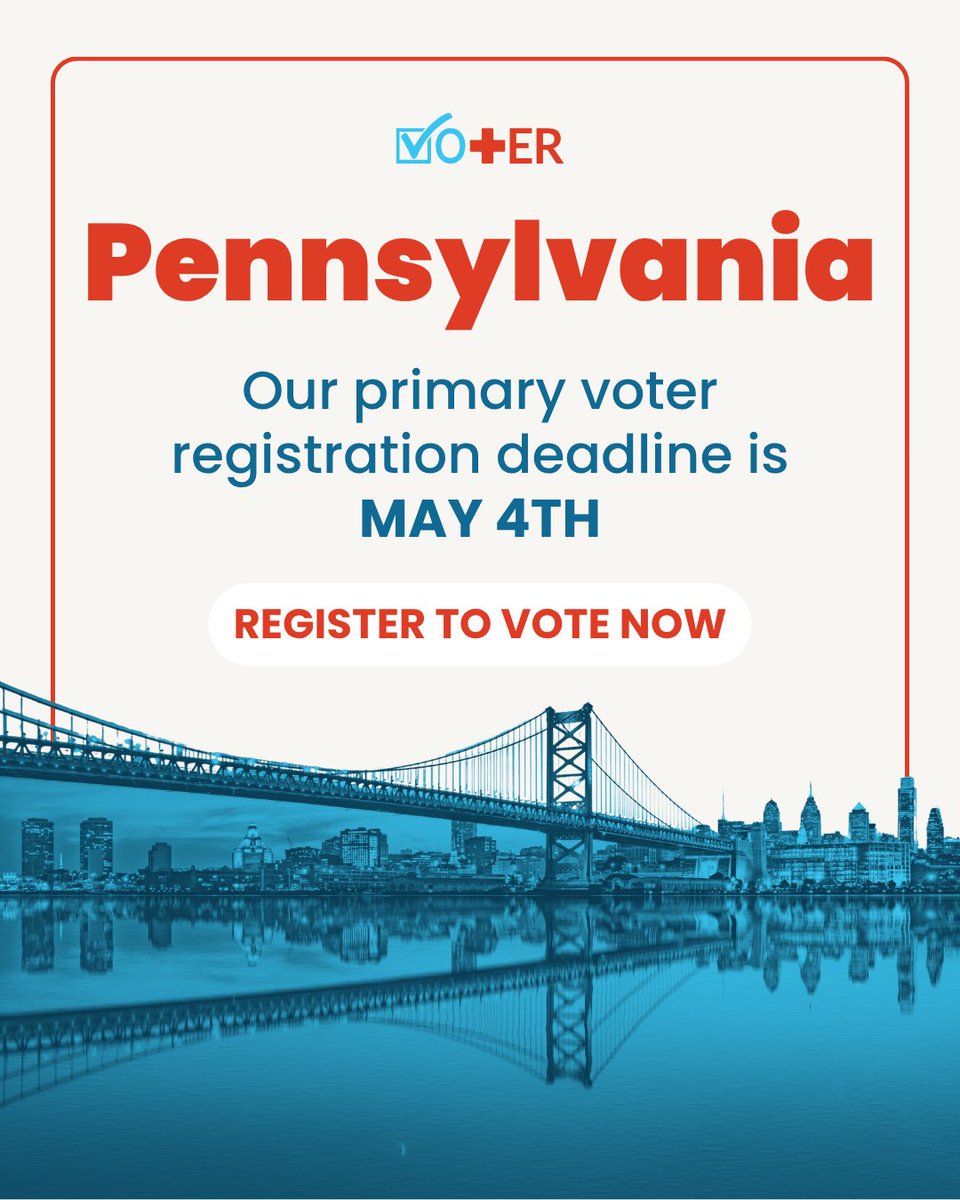 Vot_ER_org's tweet image. #Alabama and #Pennsylvania! May 4 is your voter registration deadline, and we don't want you to miss it. The choices made will shape your healthcare, your community, your future. Don't let someone else speak for you: vote.health/social

#Primaries #Midterms #Democracy #VotER