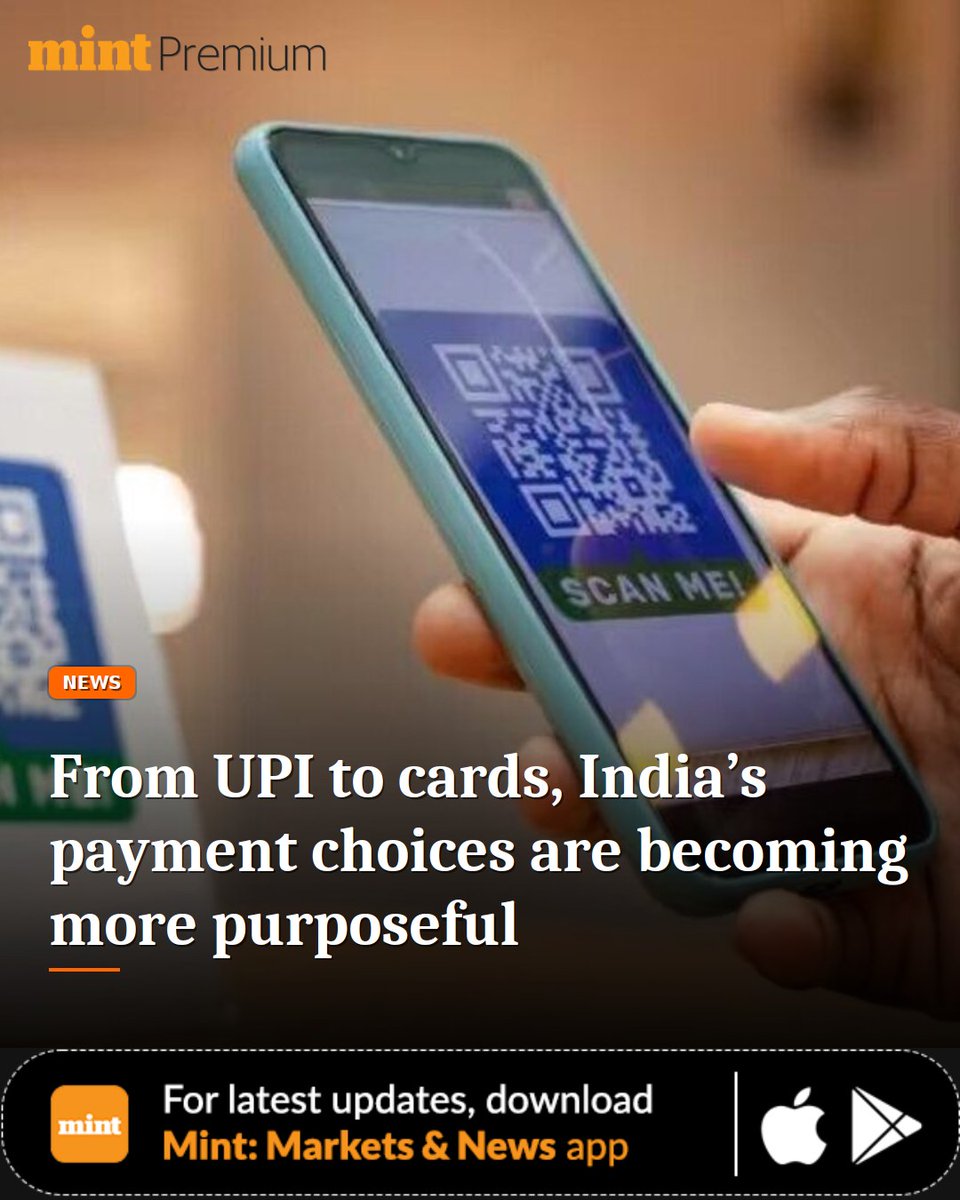 PremiumByMint's tweet image. From EMIs halving to cards dominating retail and UPI ruling essentials, India's payment behaviour in 2025 is less about habit and more about deliberate choice.

livemint.com/news/india-dig…

#Livemint #DigitalPayments #UPI #CreditCards #PaymentTrends #MintPremium