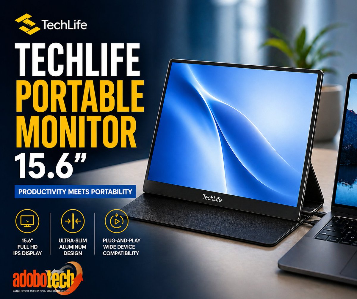 adobotech's tweet image. TechLife introduces a new 15.6-inch portable monitor built for productivity and portability!
Designed for easy setup and everyday use, it adds extra screen space wherever you need it.

adobotech.net/2026/04/techli…

#TechLife
#PortableMonitor
#technews
#Adobotech