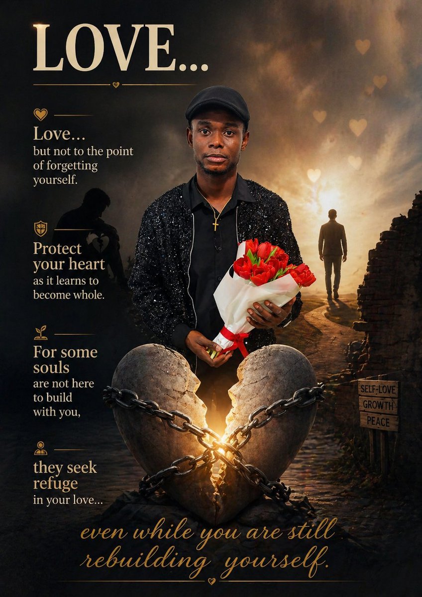 KhondeBeni52152's tweet image. Love… but not to the point of forgetting yourself.
Protect your heart as it learns to become whole.
For some souls are not here to build with you,
they seek refuge in your love…
even while you are still rebuilding yourself. 
#SelfLove #Healing #Growth