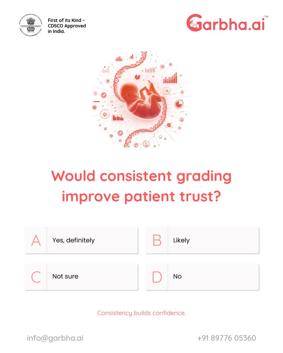 Garbha_AI's tweet photo. Can consistency build trust in healthcare? 🤔

When patients receive clear, standardized insights, confidence naturally grows.

What do you think? 👇

#HealthcareInnovation #AIInHealthcare #PatientTrust #MedicalAI #HealthTech #DataDrivenCare #FutureOfHealthcare #GarbhaAI https://t.co/9zn4i4WAPI