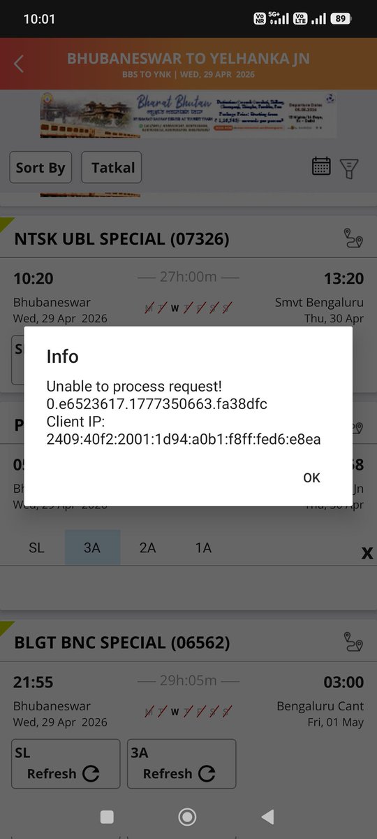 ManasRa23362833's tweet photo. @IRCTCofficial @AshwiniVaishnaw @PMOIndia @narendramodi @IRCTCofficial @RailMinIndia dear all, still it shows same issue. I have already raised the issue yesterday. Some people are intensionally jamming the app. In 1-2min all tickets went.everyone knows about these fraud activities.plz help https://t.co/NV0kCLuAAz