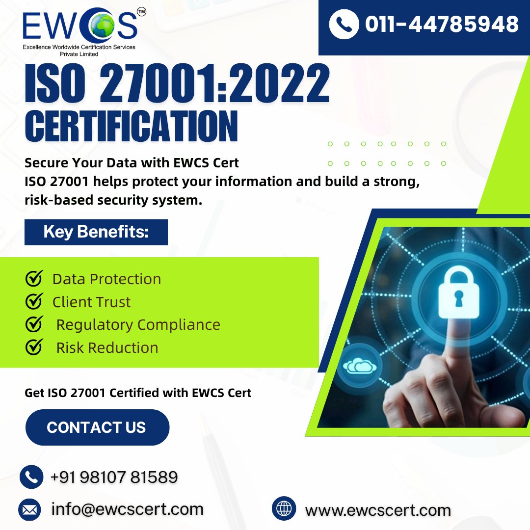 EWCSCert's tweet image. ISO 27001:2022 Certification by EWCS Cert 🔐
Secure your data &amp;amp; build trust with a strong ISMS.
✔ Data Protection
✔ Client Trust
✔ Compliance
✔ Risk Reduction
📞 +91 98107 81589 | 011-44785948
🌐 ewcscert.com
#ISO27001 #CyberSecurity #EWCSCert #DataProtection