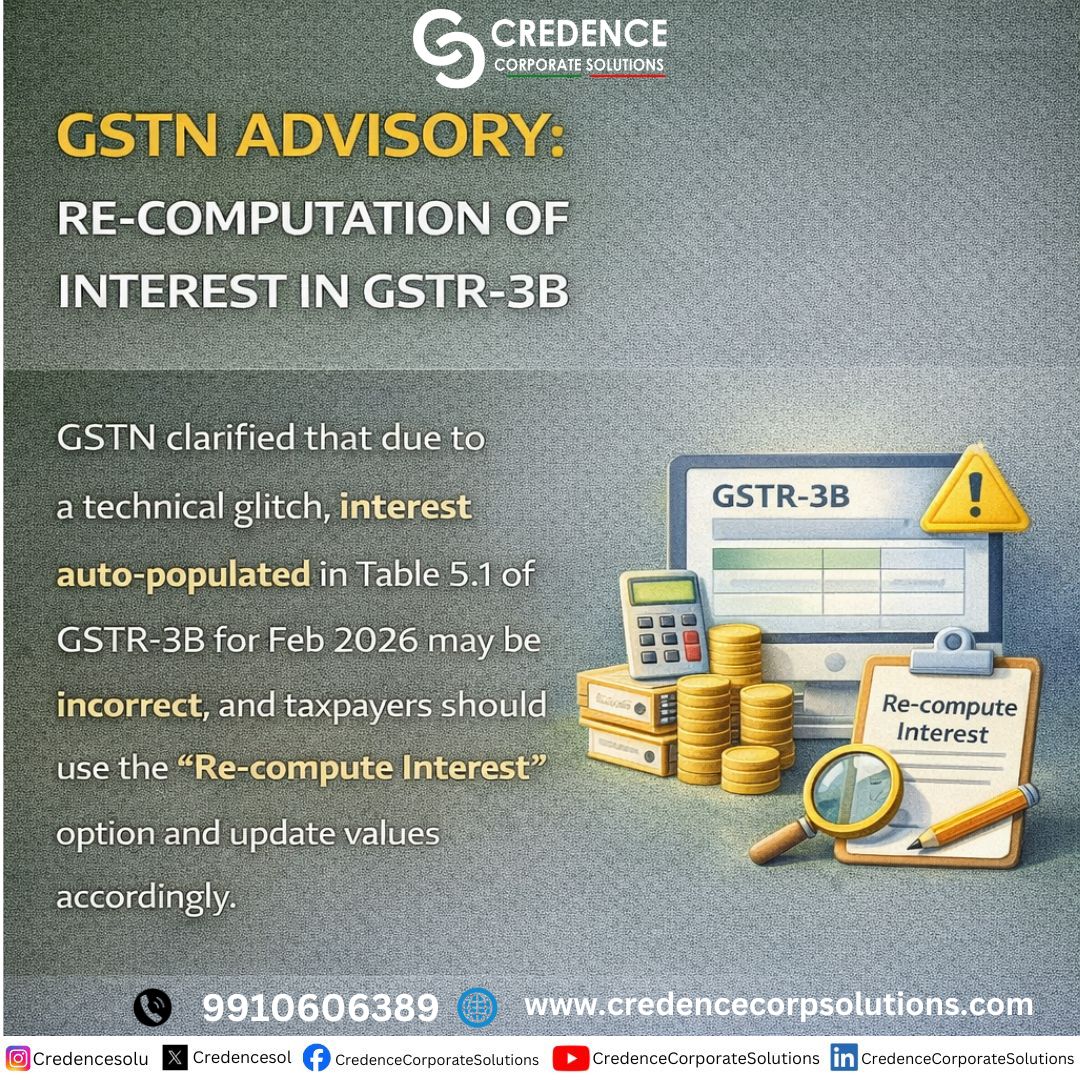 CredenceSol's tweet image. Recompute GSTR-3B Interest via GSTN #GSTN #GSTR3B #GSTUpdate #TaxCompliance #InterestCalculation