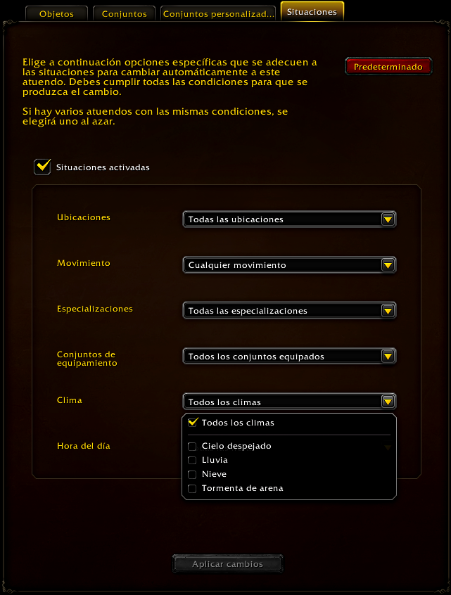 Proenix00's tweet image. [#WoW] Parche 12.0.5 -- Novedades transfiguración:

&amp;gt; Se han añadido nuevas opciones para enfundar las armas, así como la posibilidad de ocultarlas cuando están enfundadas.

&amp;gt; Se han añadido dos nuevas situaciones: clima y hora del día.