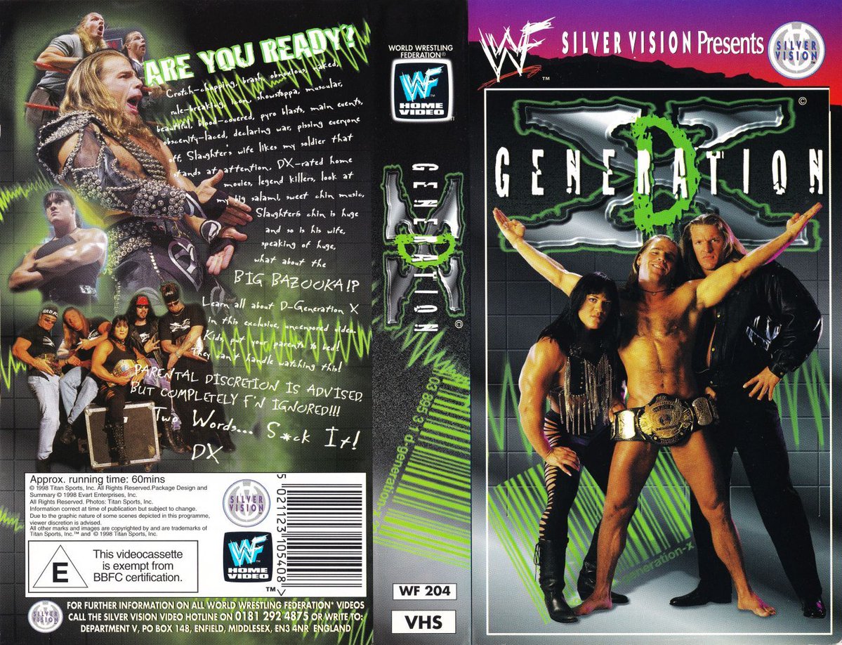 WWFWrestling1's tweet image. Silver Vision presents D-Generation X on video cassette! 📼 #WWF #WWE #Wrestling #DGenerationX