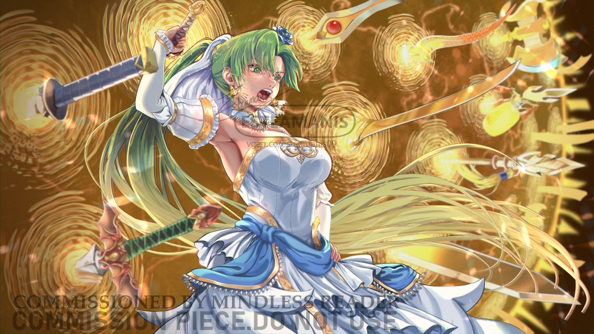 Bride Lyn from #FireEmblem using Gate of Babylon.
Commissioned by Mindless Reader.
Thank you very much, This was a very fun piece to do!
#VGenComm

You can Commission me a similar piece through my Vgen:
vgen.co/esteamanis09