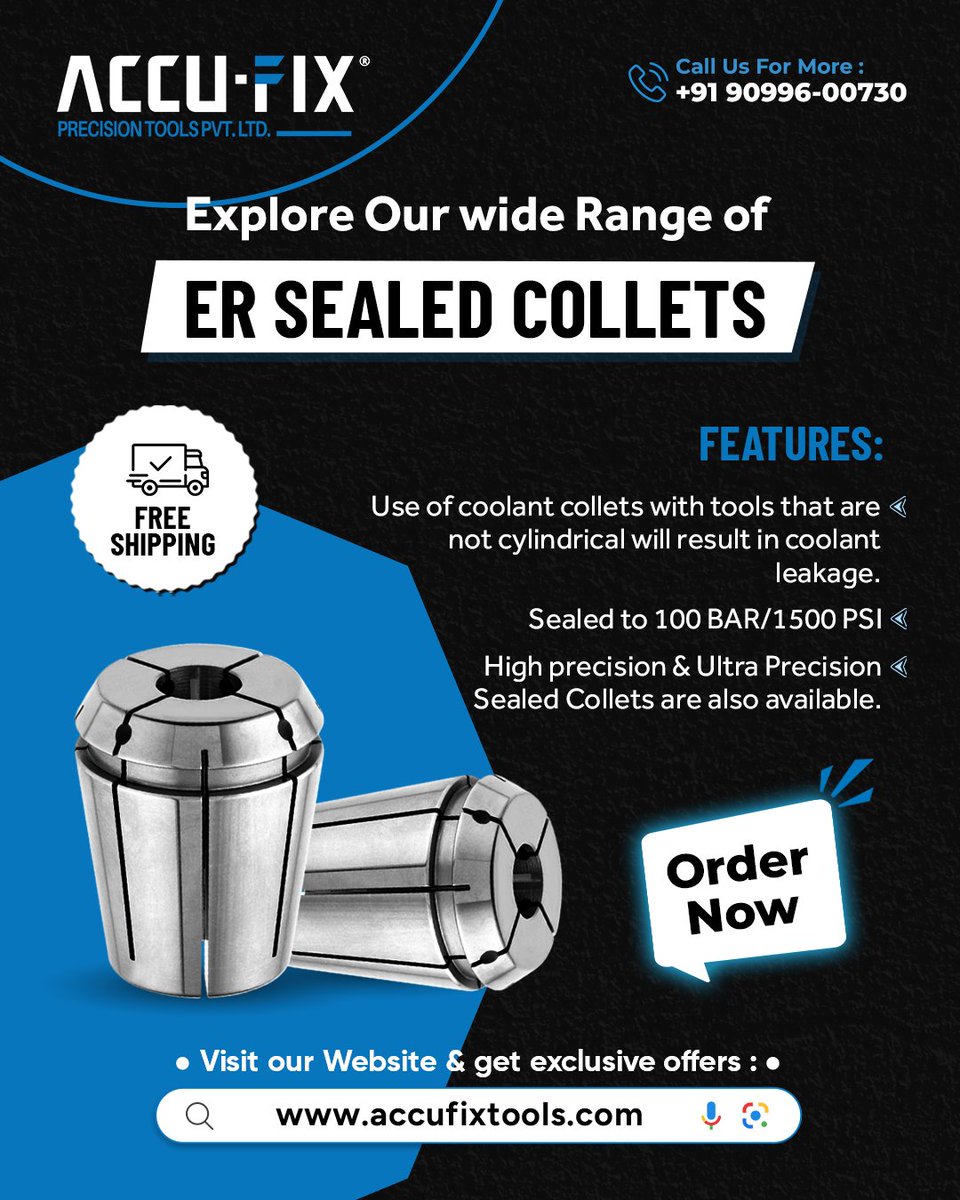 accufixtools's tweet image. 🔩 Enhance precision with #ERSealedCollets!

Leak-proof design, strong grip &amp;amp; reduced runout for accurate CNC machining. Ideal for coolant-through applications.

🌐 Shop now: accufixtools.com/collections/er…
📞 +91 7567975718

#AccuFix #PrecisionTools