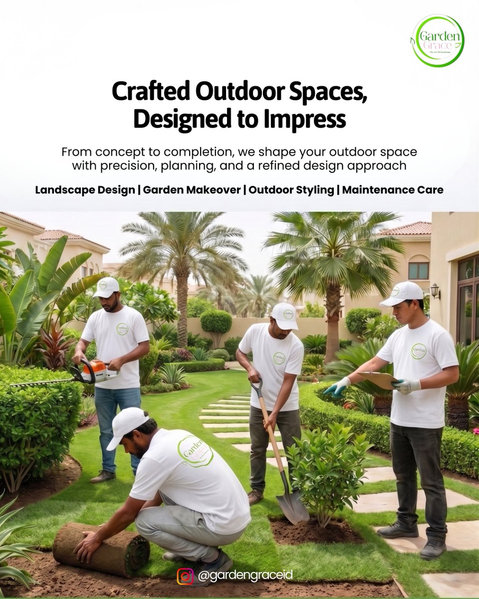 GardenGrace2026's tweet image. Your dream landscape, delivered with precision. From initial design to regular maintenance, we handle every detail to keep your outdoor space looking its best. 🌿✨

DM us to start your garden makeover today!

#GardenGrace #LandscapeDesign #GardenMakeover #OutdoorStyling