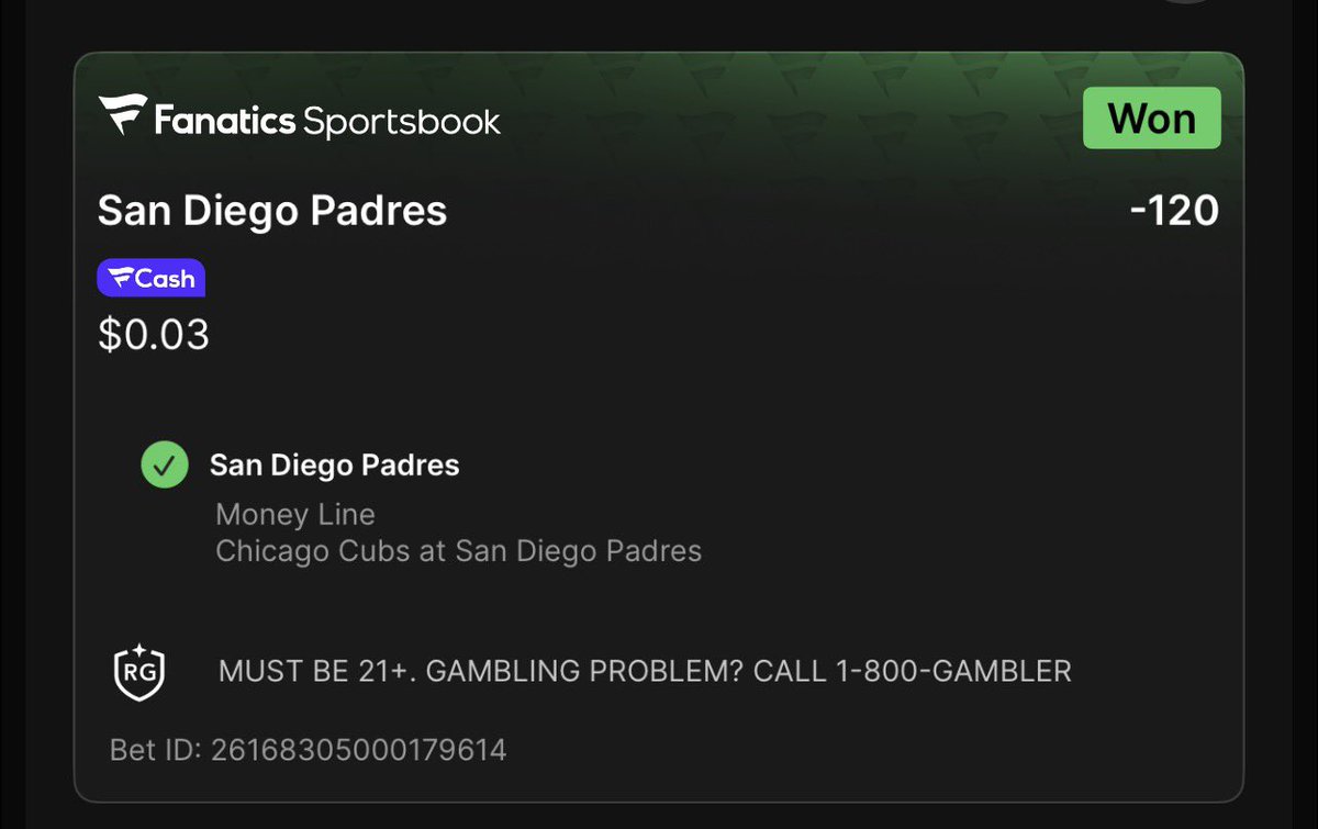 AKhan03's tweet image. CASH IT ✅⚾️ 

Padres -120💰💰

Link👇to subscribe for ALL plays🔮
dubclub.win/AKhan03/

#GamblingX | #GamblingTwitter | #MLB