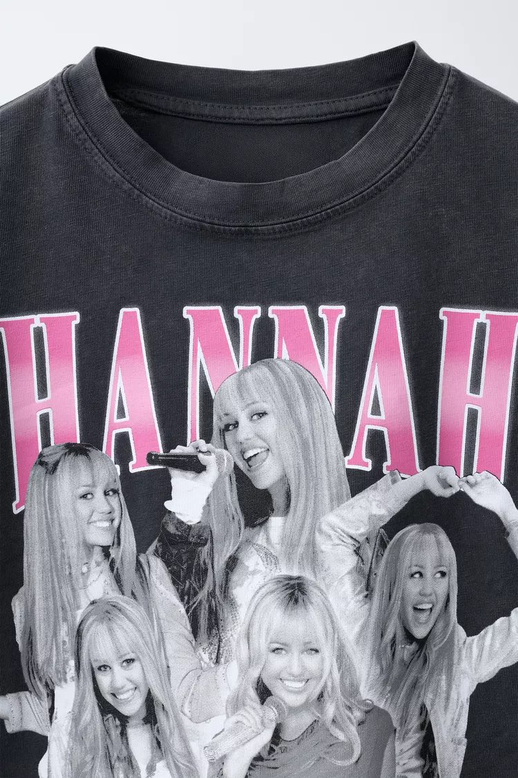 ハンナモンタナ Tシャツ M zara HANNAH MONTANA © DISNEY WASHED EFFECT T-SHIRT - Anthracite grey