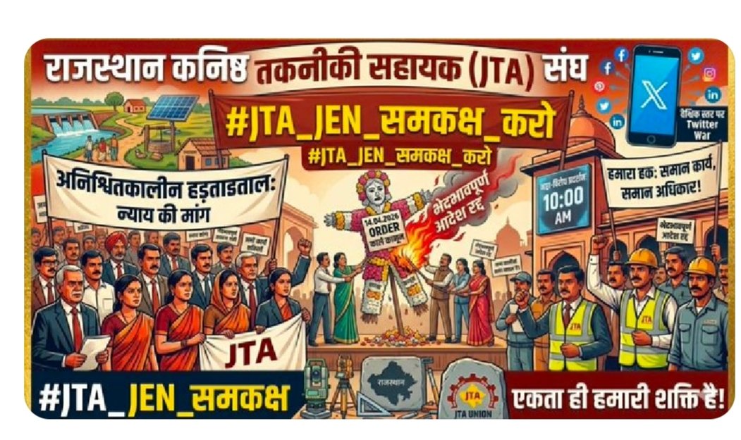 MansinghSingh79's tweet photo. #JTA_JEN_समकक्ष_करो
JTA का शोषण बंद करो 
पंचायती राज एवं ग्रामीण विकास (मनरेगा) को 15 year से JTA ने संभाला फिर भी JTA ke साथ इतना भेदभाव क्यों?????
JTA /JEN समान योग्यता होने पर JTA का शोषण क्यों???
@DrKirodilalBJP
@BhajanlalBjp https://t.co/Q7pCqflBiI