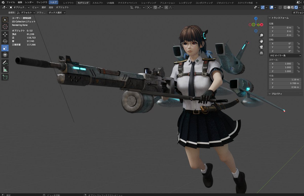 TogTaka's tweet image. #Steam #Blender #unity #indiegame #メカバレ
815号機（右の子）に至ってはポリゴン数372708個もあったぜ☆
それを117566個まで減らしたぜ！
いや～、どうよ！
ぱっと見はぜんぜん同じでしょ？