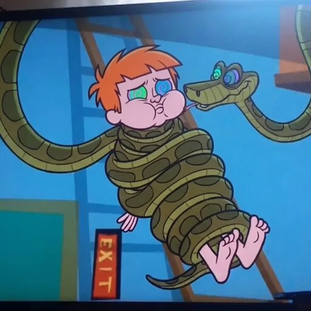 OzzyZapp24751's tweet photo. @MartinezEr43977 Todd from wayside meets Kaa the snake from The Jungle Book hypnotized wrapped up coils cartoon Disney animated movie https://t.co/eBHXtkyMXW