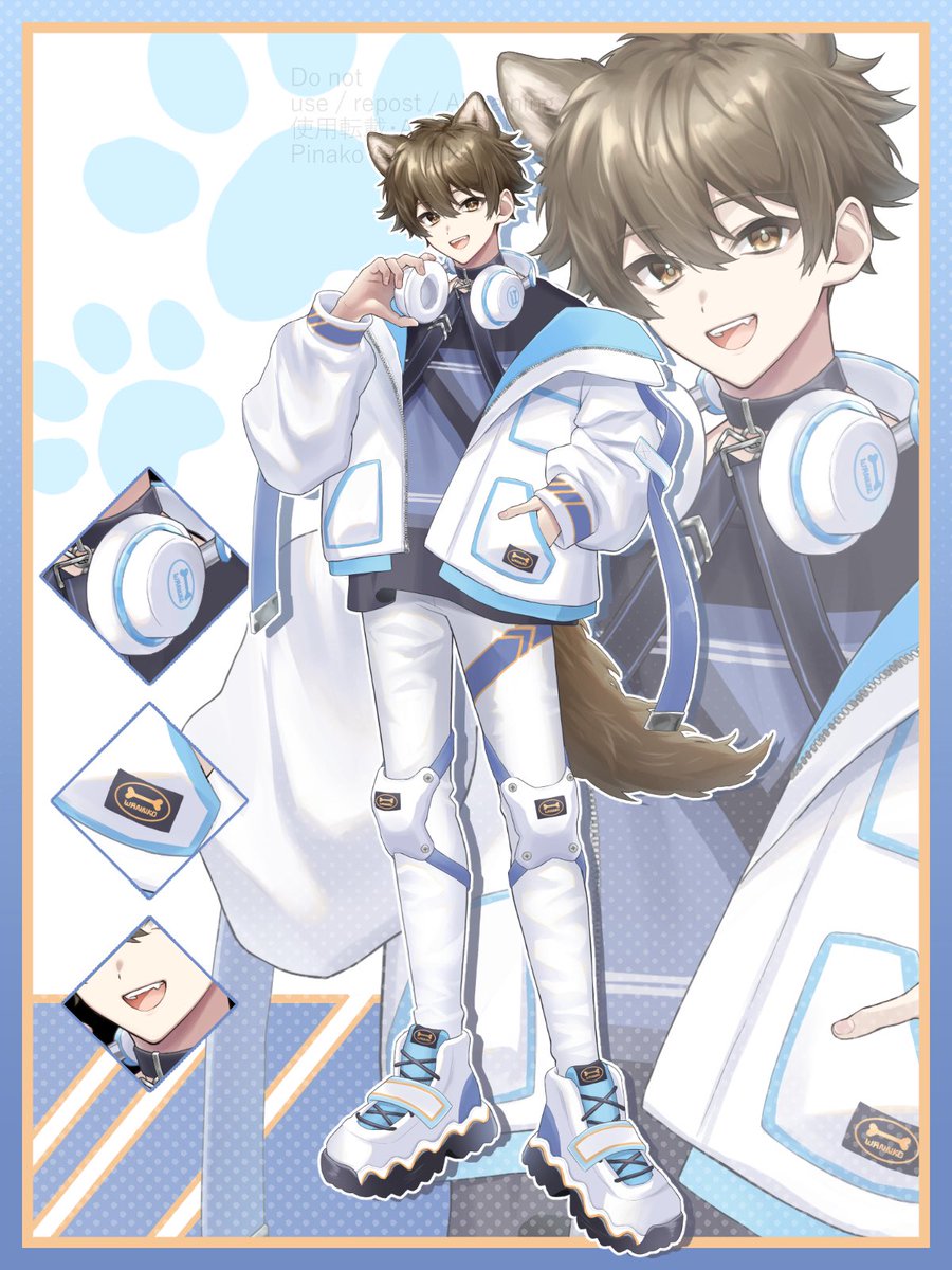 toripikk_EN's tweet image. Character design + streaming character illustration ✨
Concept: dog × cyberpunk
Designed all outfit details, tags, and visual motifs 🎨

#Characterdesign #illustration #ArtCommission