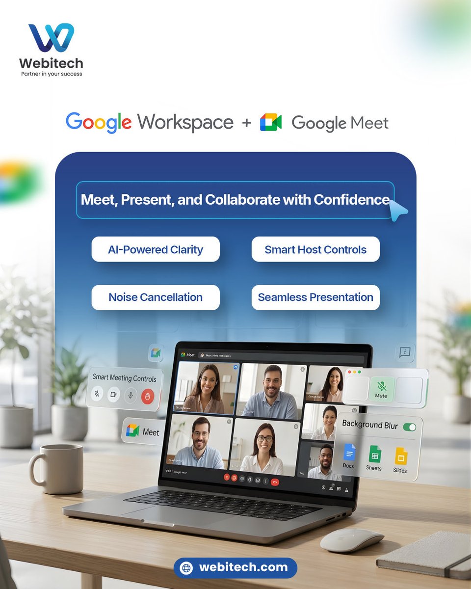 webitechltd's tweet photo. Meet smarter. Work better. 💻
Powered by Google Workspace + Google Meet 🚀

🌐 https://t.co/8XucI7AWUH

#Webitech #GoogleMeet https://t.co/lg7t6MNttW