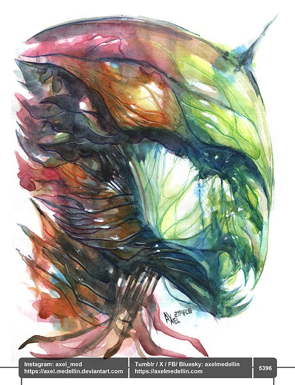 AxelMedellin's tweet image. #dailydrawing 5396 #dibujodiario #drawingoftheday #creature #concept #improvisation #sciencefictionart #watercolor #traditionalart