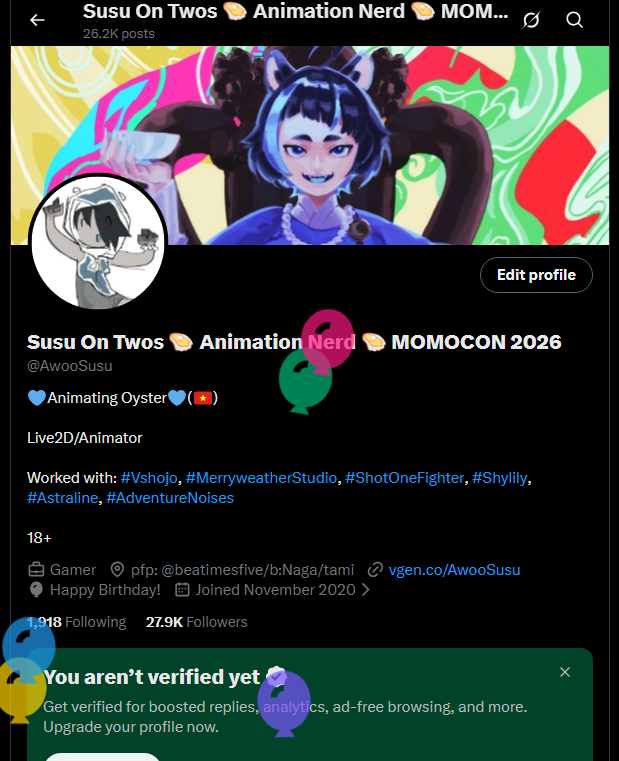 Susu On Twos 🦪 Animation Nerd 🦪 MOMOCON 2026 tweet media