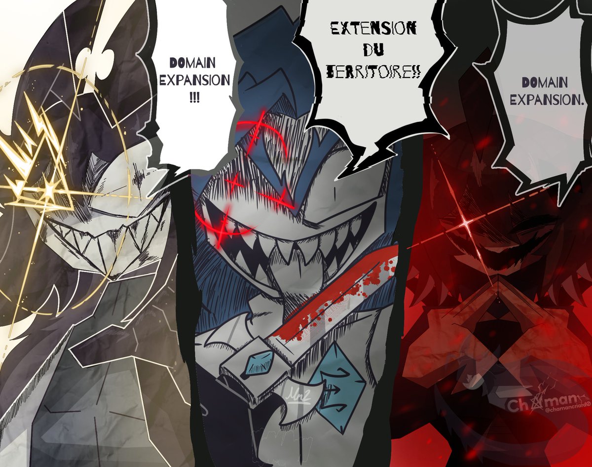 meinlinc221b's tweet image. DOMAIN EXPANSION!! (French: Extension du territoire)

Fake Collab with @ChamanCriard0

I finally realised this is from Jujutsu Kaisen.

FPE by Katie
Collab, Art (Left and Right) by @ChamanCriard0 
Art (Middle) by Me

#fpe #fundamentalpapereducation #collab #chaman #martin #fanart