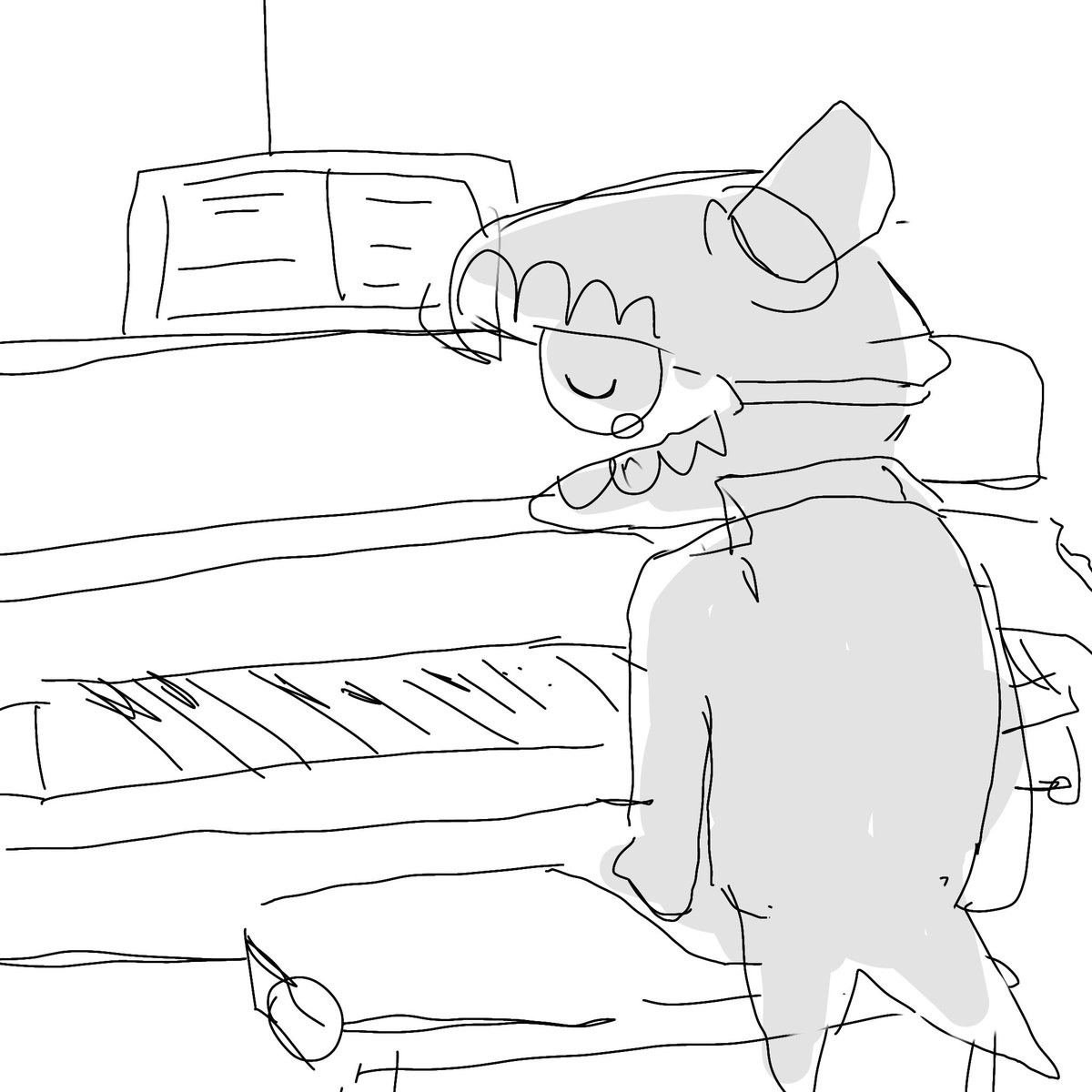 styluskey's tweet photo. I didn't wanna practice piano so I drew Caine not wanting to practice for motivation https://t.co/NRX9jxRKeb