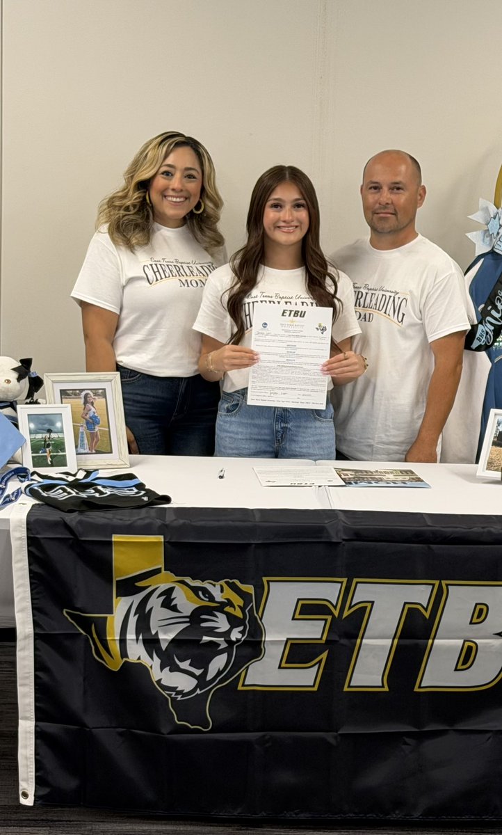 DannyMassey44's tweet photo. Congratulations Jazlyn Leon signing to cheer at ETBU! We are proud of you! #BucPride #BISDfamily https://t.co/WBkKvQSiJy