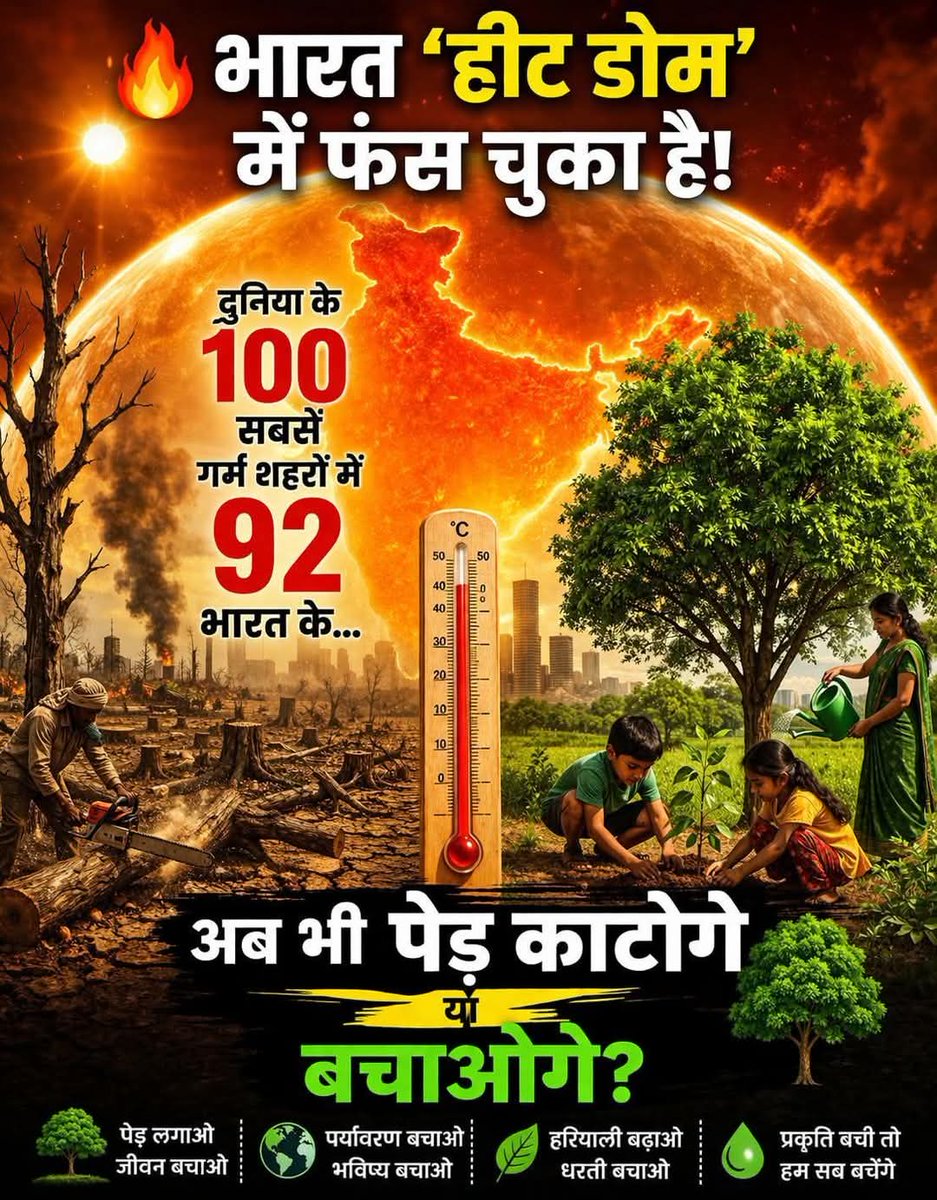 Kamaljuyal's tweet image. 🔥 Heatwave Alert
🌳 Beat the heat, save trees!
Neem • Peepal • Banyan • Ashoka • Amaltas
💧 Stay hydrated
🕶️ Avoid 12–4 PM sun
🌱 Plant more trees, protect nature
Stay safe ❤️
#Heatwave #SaveTrees #GoGreen #StayHydrated #nature