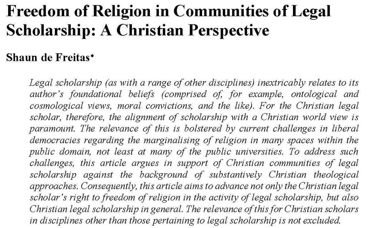 AusJLR's tweet photo. In Volume 7, Prof Shaun de Freitas outlines a Christian perspective on freedom of religion in communities of legal scholarship. Free to read online at https://t.co/R8lpUdyLCj https://t.co/lWxPvb4TnD