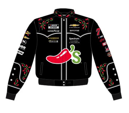 SpoilerDiecast's tweet photo. Is now a good time to post that we have the Carson Hocevar Chili’s Ride The ‘Dente jackets available for preorder?

https://t.co/np86BZP6B2 https://t.co/grP4sVYYHT