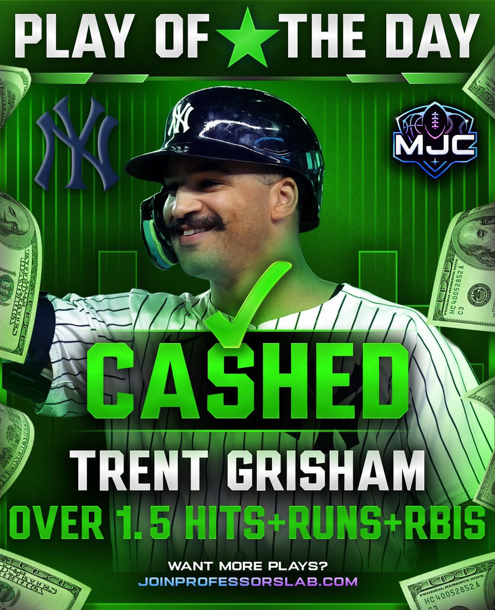 MJCLocks's tweet photo. PLAY OF THE DAY CASH 💰 

✅ Trent Grisham 2+ HRRs

Hit ❤️ if you tailed.

That’s back-to-back POD winners, let’s keep it rolling! https://t.co/dWGaGvpdRx