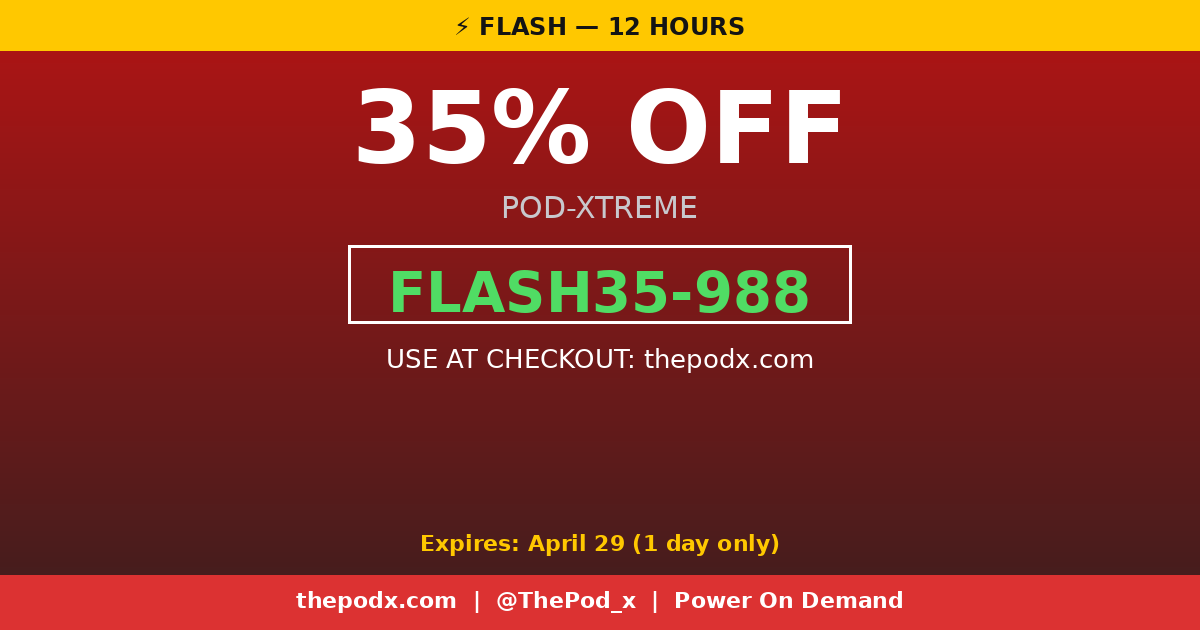 ThePod_x's tweet image. Flash deal. 35% off. No catch.

Code: FLASH35-988
Expires: April 29

thepodx.com #overlanding #camping
