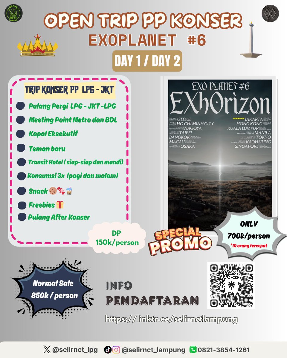 TRIP KONSER KPOP LAMPUNG - JKT || OPEN TRIP EXO tweet media