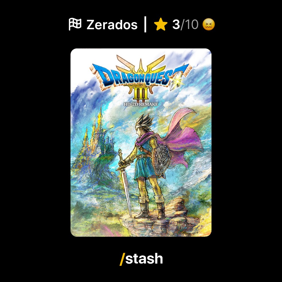 gusmuniz's tweet photo. Dragon Quest III HD-2D Remake (2024) 
3/10 ★★★☆☆☆☆☆☆☆

Check out review on Stash!
https://t.co/BYbHM7TSW0

@StashTrackGames https://t.co/O2iOlJdXR0