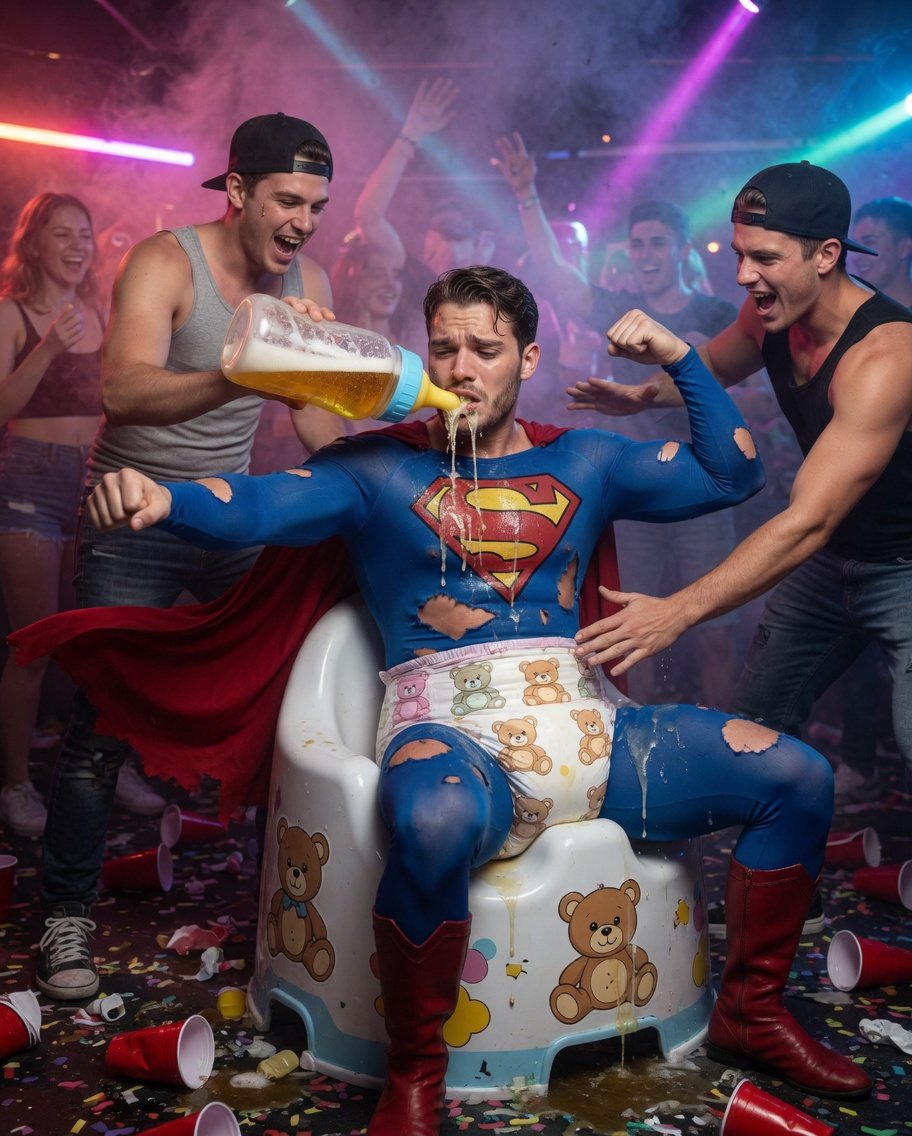 Superfag in a high chair wearing a soaked baby diaper, getting bottle-fed like the big pathetic baby he is. Complete regression achieved.

#SuperfagLife #DiaperedSuperLoser #DiaperedBabySupes #BrokenHero
#GayFantasyNarrative 
#DefeatSuperhero 😈