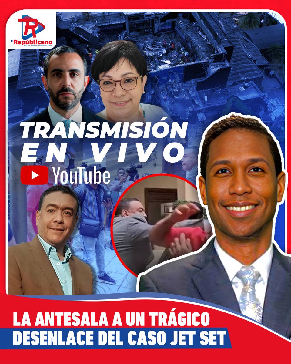 elrepublicanord's tweet image. ・・・
‼️HOY LUNES ‼️ 
A LAS 9PM @edumartinezcu 
EN UN NUEVO CAPITULO DE 
&amp;lt;&amp;lt;El Repúblicano&amp;gt;&amp;gt;

TRANSMISIÓN EN VIVO‼️

#TEMA:
*LA ANTESALA DE UN TRÁGICO DESENLACE DEL CASO JETSET*

——

SINTONÍZANOS!!! DANDO CLICK 👇👇
youtu.be/OWwrw4XCJWI?si…

@elrepublicanord 
:
:
:

#jetset #rd