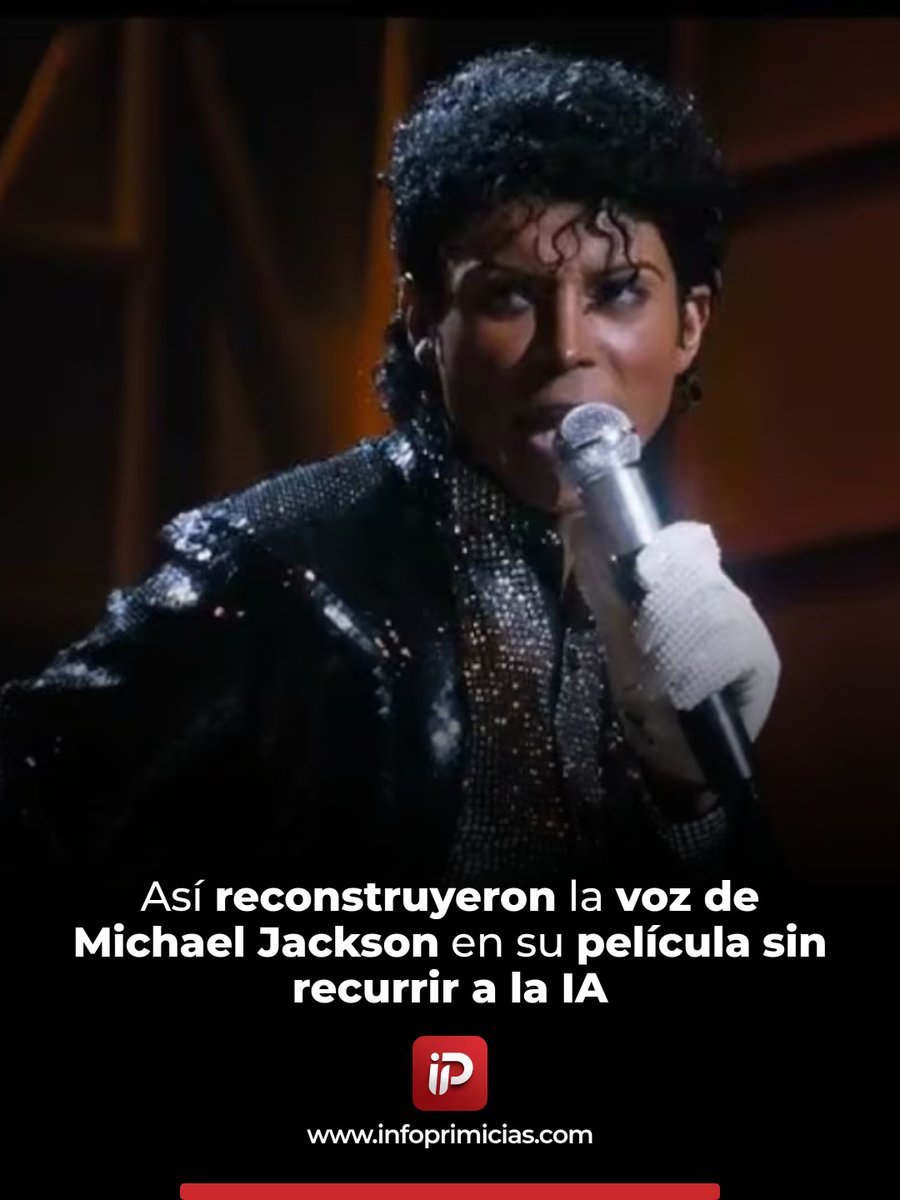 infoprimiciasec's tweet image. Michael (2026) no usa IA para la voz de MJ: voces en vivo de Jaafar Jackson y Juliano Valdi combinadas con grabaciones originales, todo con edición tradicional para conservar la naturalidad sonora. #MichaelJackson #CineMusical #NoIA