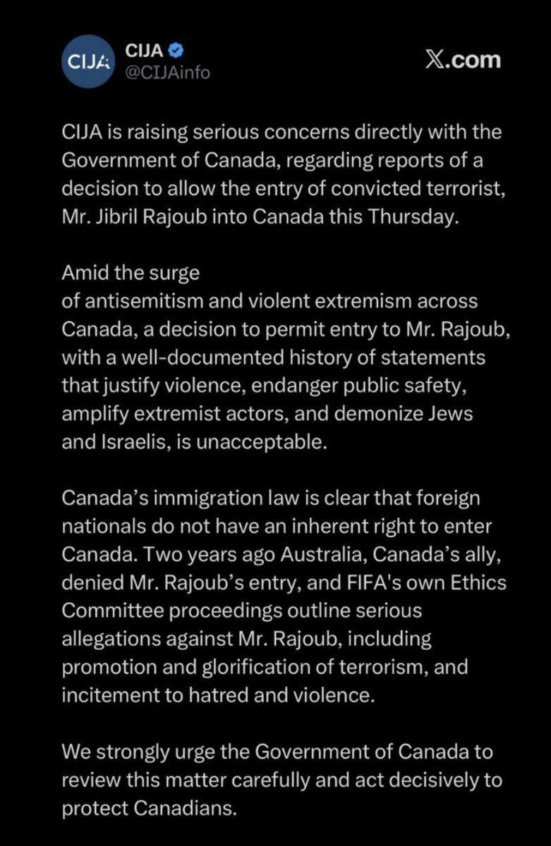 mdubowitz's tweet image. The Canadian government under PM Carney has effectively turned against its Jewish community — through its actions and its callous indifference to terrorists and radicals.

That is not only a Canadian disgrace. It is a national security threat to America.