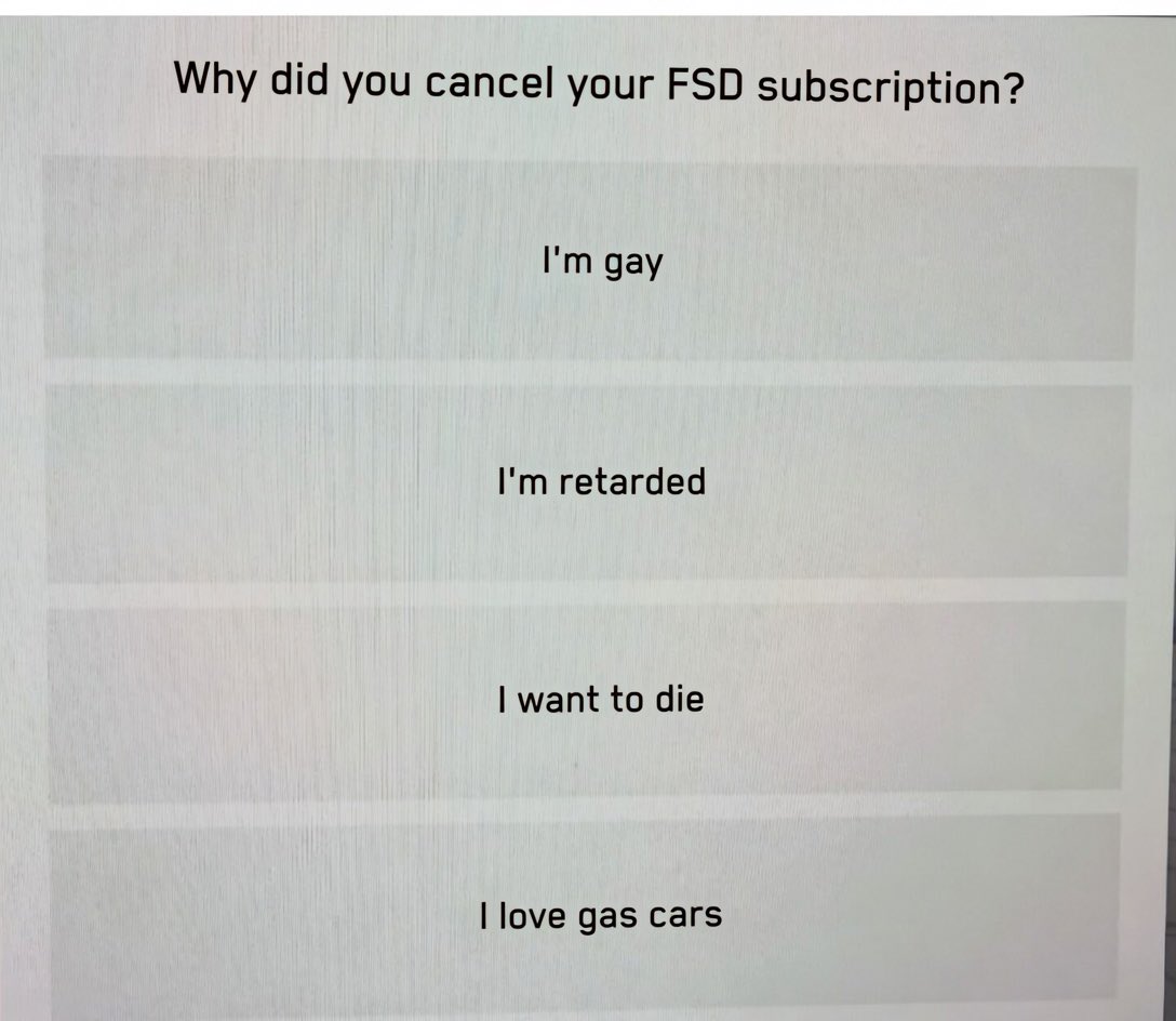 Persistent FSD subscription cancellation popup in Tesla 2026.2.9.9