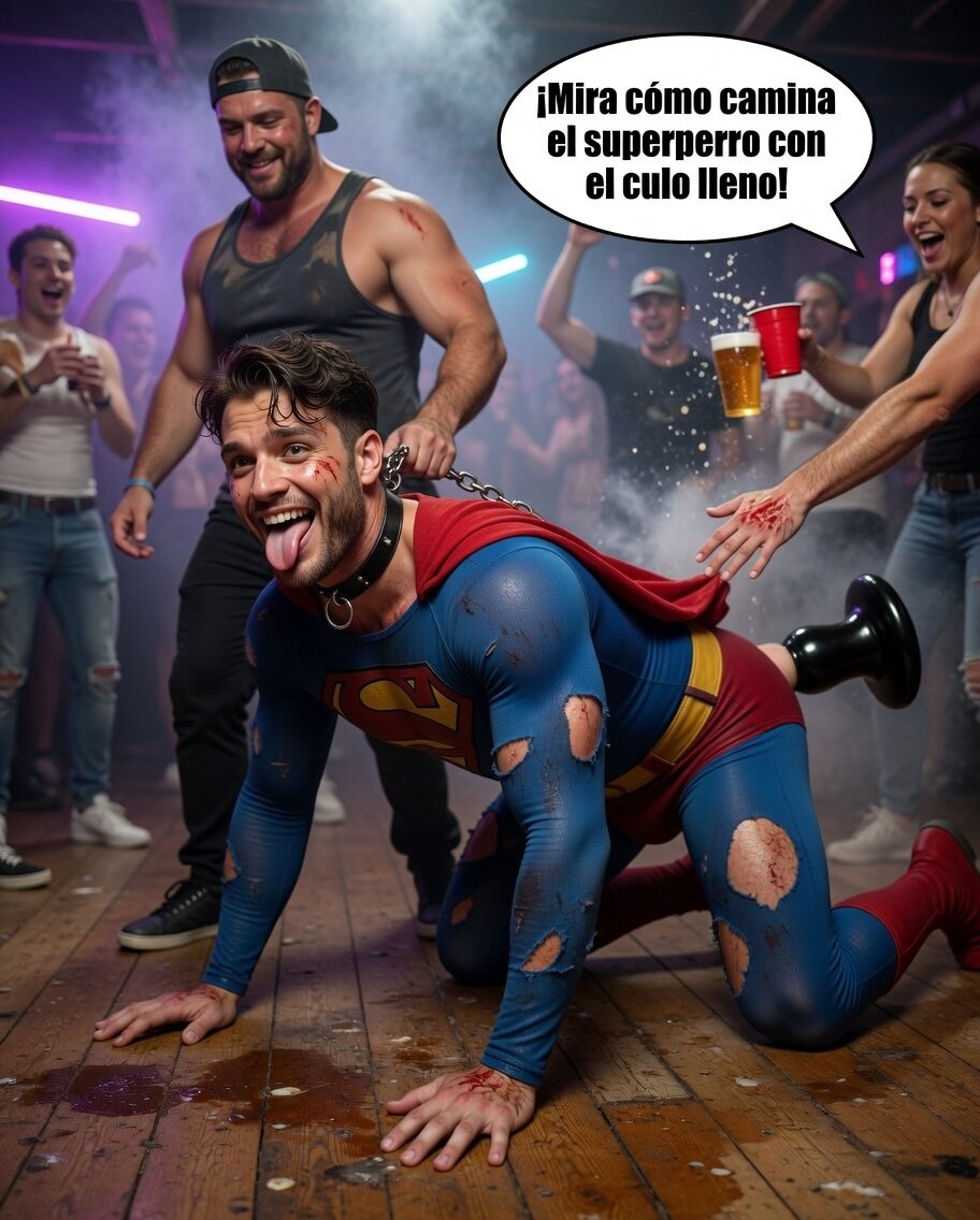 Superfag proudly parading his plugged hole on all fours like a good bitch. The boys can’t stop filming how their broken superhero waddles with a full ass. 🦸‍♂️ #SuperFag 🐶 #FratDog #FratHousePet
🦸‍♂️ #GayFantasyNarrative 🏳️‍🌈
 #DefeatSuperhero 😈 
😈 #BrokenHero 🦸‍♂️
🦸‍♂️ #SuperfagLife 😈