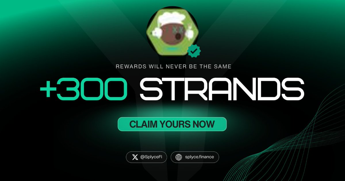 fengq910's tweet photo. 300 Strands claimed. 

Real-world yield is coming to Solana with @SplyceFi 

Feels good to be early.

Your turn: https://t.co/VlR4shs4zA https://t.co/BFZXZ2mrkk