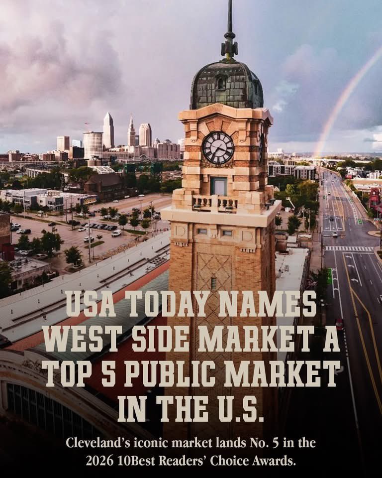 ImFromCle's tweet image. West Side Market just earned a spot among the best in the country 👏 

Ranked No. 5 in USA Today’s 2026 10Best Readers’ Choice Awards, the Cleveland landmark continues to be recognized on a national level.

via USA Today 10Best