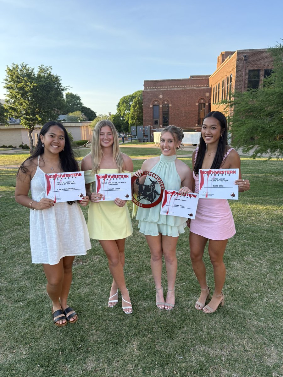 NWOSUSoccer's tweet photo. What a fun night at the Northwespys! So proud of all of your hard work and accomplishments. Congratulations to our winners:

Kamalei Kealoha – Freshman of the Year
Elie Dang – Junior of the Year
Jenna Mills – Ranger Award
Taylor Annen – September Athlete of the Month https://t.co/pEXVBLlgpj