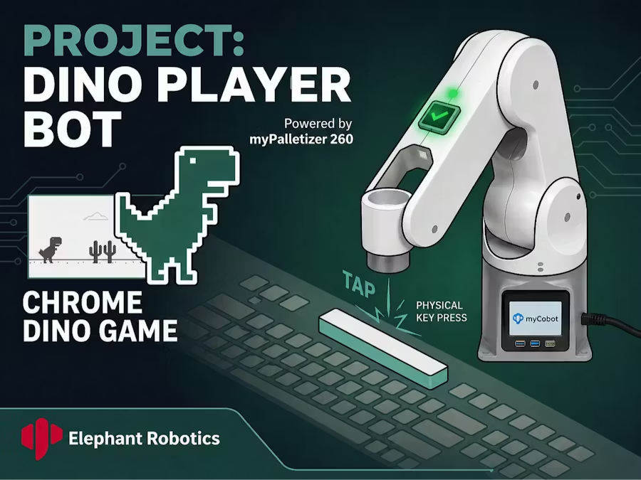 CobotMy's tweet image. 【Tuesday Insights】What happens when a #robot tries gaming?🤖🦖Through programming, #myPalletizer 260 becomes your game assistant—helping you beat #Chrome #Dino.
📚Uncover the #tech👉bit.ly/3P6Iywn
🛒Get yours here👉bit.ly/46AN6OW
#AI #DIY #innovation #maker