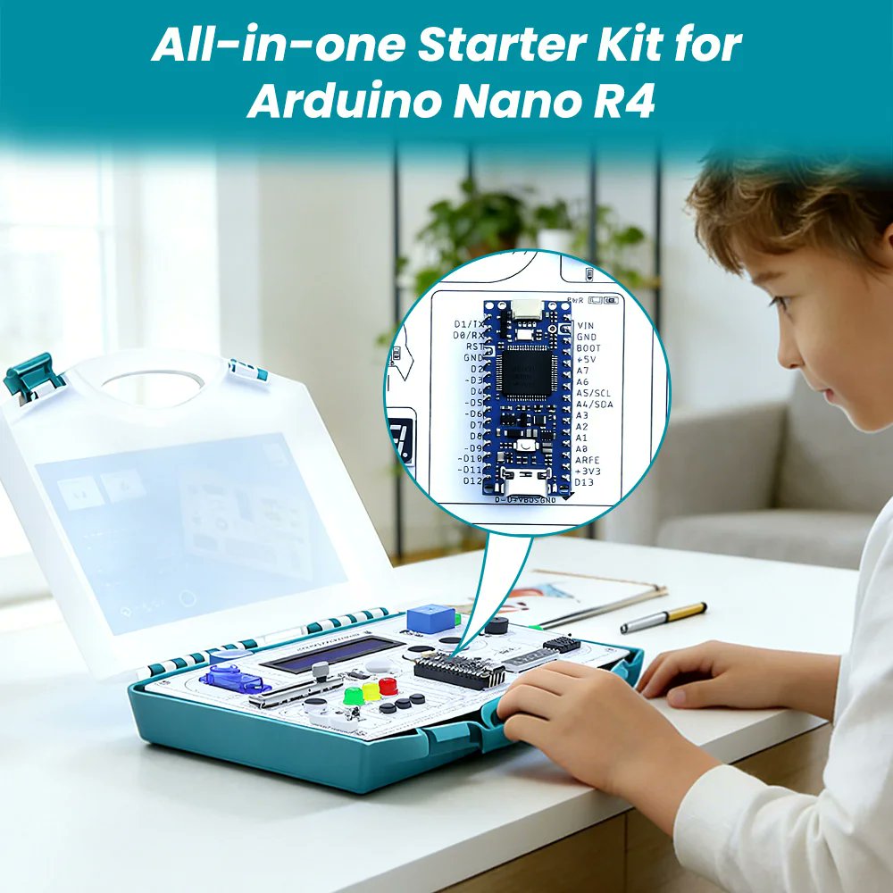 Elecrow1's tweet image. 📢 #NewArrival Alert: Check out the #Elecrow All-in-one Starter Kit for Arduino NANO R4 with 20 lessons and 16 modules! 👋🏻
elecrow.com/all-in-one-sta…

✅ [Common sensor board design] 16-in-1 universal sensor board, say goodbye to messy wiring and focus on programming itself.
✅