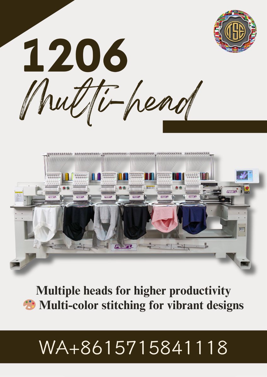 TaisangAE's tweet image. 🚀Boost Production with Tai Sang 1206!
Meet the Tai Sang 1206 Multi-head – your key to faster, more vibrant embroidery.
🧵Multiple Heads: Produce more designs at once for higher productivity.
🎨Multi-color Stitching: Create stunning, colorful patterns with ease.
WA+8615715841118